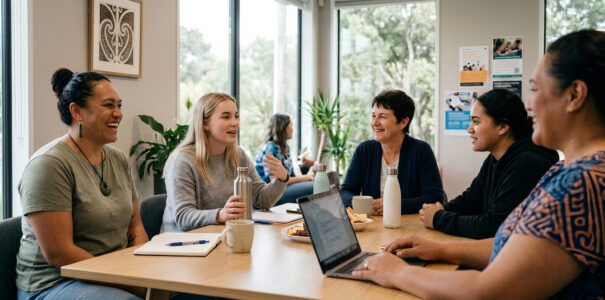 A group of women sitting at a table